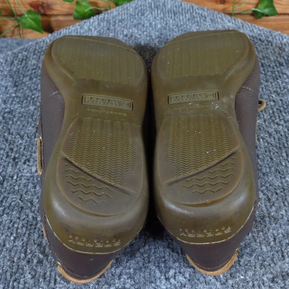 Sperry Top-Sider Angelfish Womens Boat Shoe Size 7M Nautical Dark Brown Leather